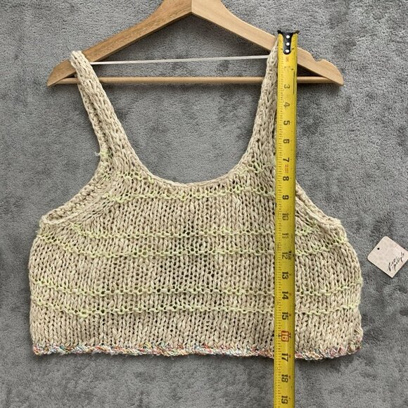 Free People Nomad Tank Womens XS In Sand Castle Combo Knit Bohemian Hippie Top - Picture 4 of 10